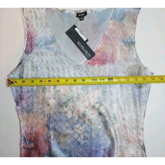 Komarov Dress Sz XL Charmeuse Pastel Floral Midi Slip Sleeveless Slip-on NWT - Picture 8 of 16